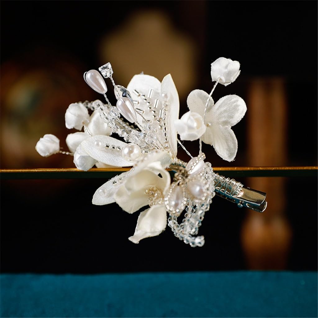 Bridal Headdress French Handmade White Flower Hairpin Set Wedding Accessories