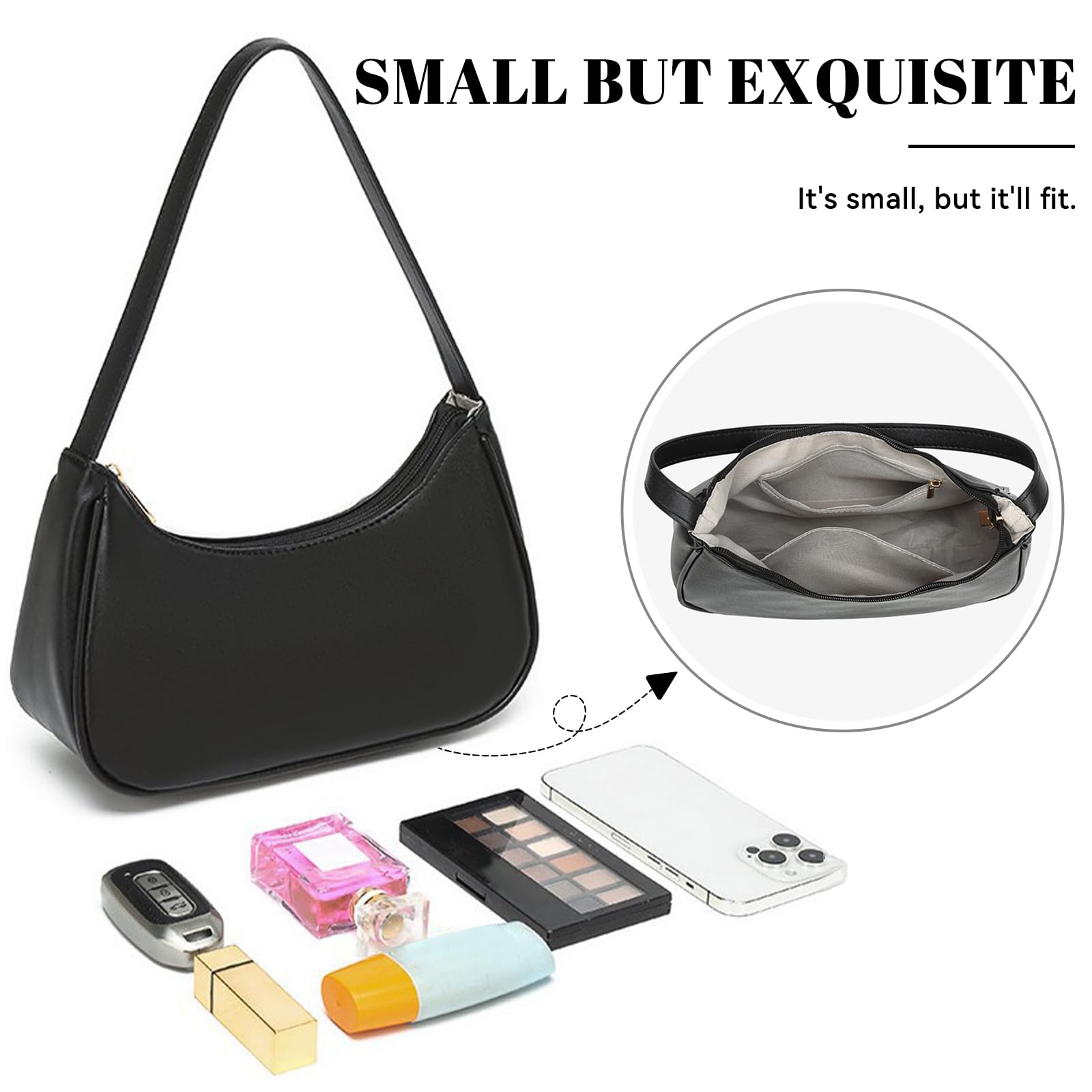 White Shoulder Bag Women, Vegan Leather Handbag Retro Hobo Sling Bag Tote With Zipper, Small Bag For Teenage Girls, Dirndl Bag