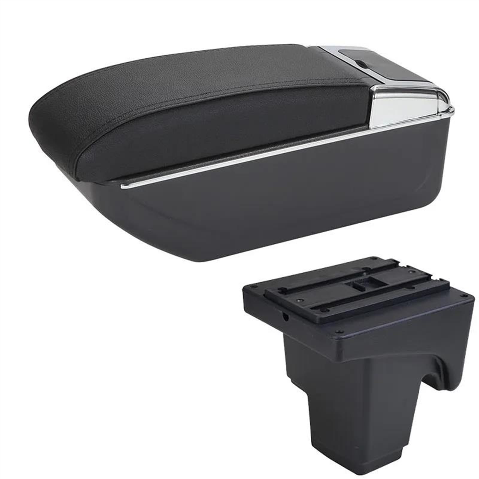 NOHEEU Armrest Box With Multifunctional Support PU Upholstered Car Interior Modification Accessories For Focus 3 MK3(D2 Black line No USB)