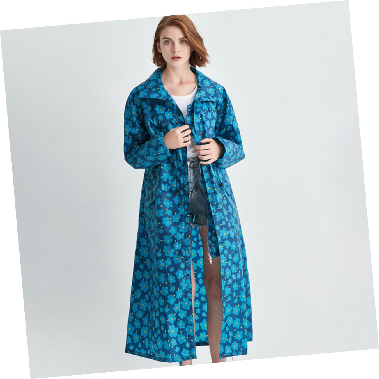 Poncho de Pluie Léger D'extérieur Bleu, Polyester, pour Femmes | Capuche, Coupe Réutilisable, Poignets Élastiques, Usage Écoles et Activités Extérieures