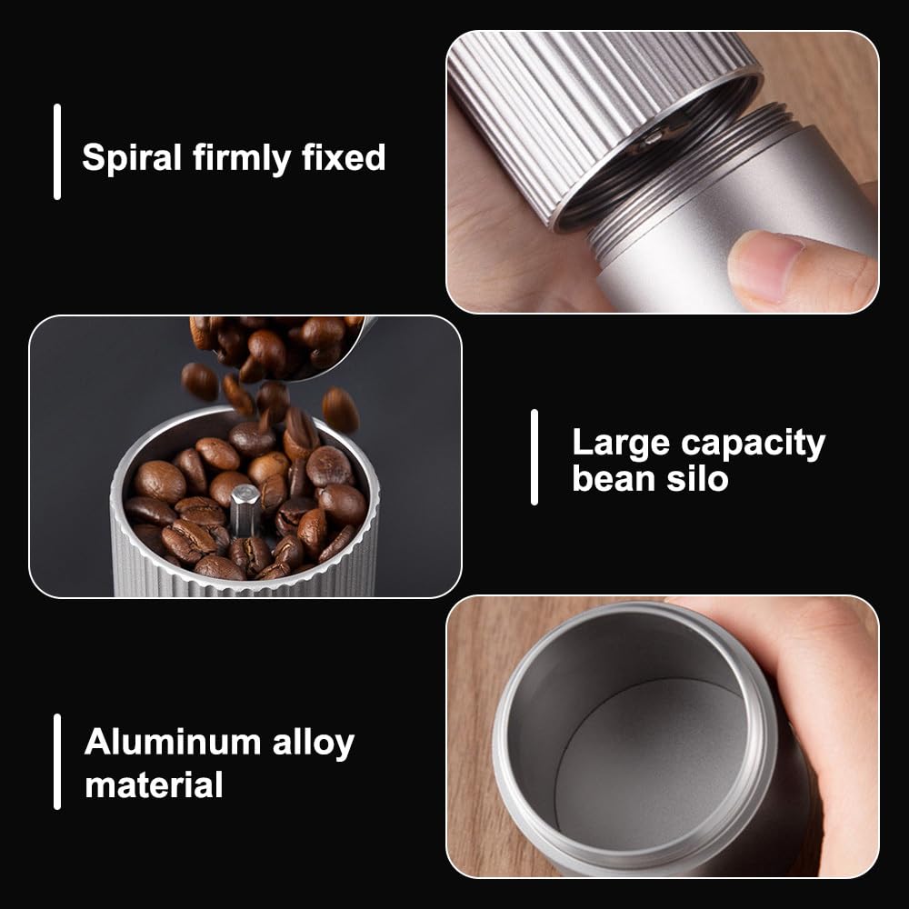 Molinillo de café manual, ajustable con mango, de acero inoxidable, para cafetera moka de prensa francesa