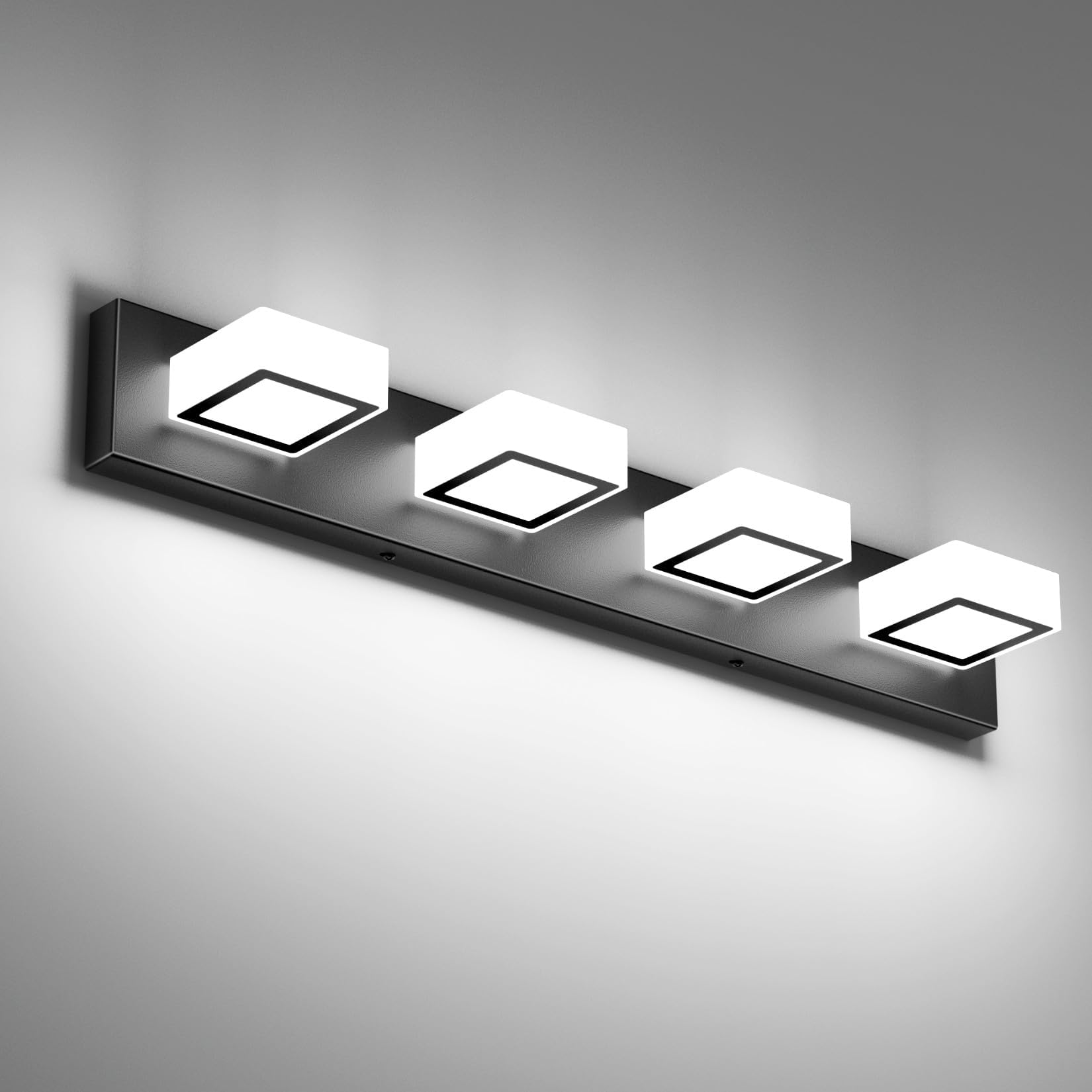 Ralbay Black Bathroom Vanity Lights 30inch Metal Acrylic LED Modern Bathroom Wall Lighting Fixtures Over Mirror Matte Black (White Light 6000K, Non-dimmable)