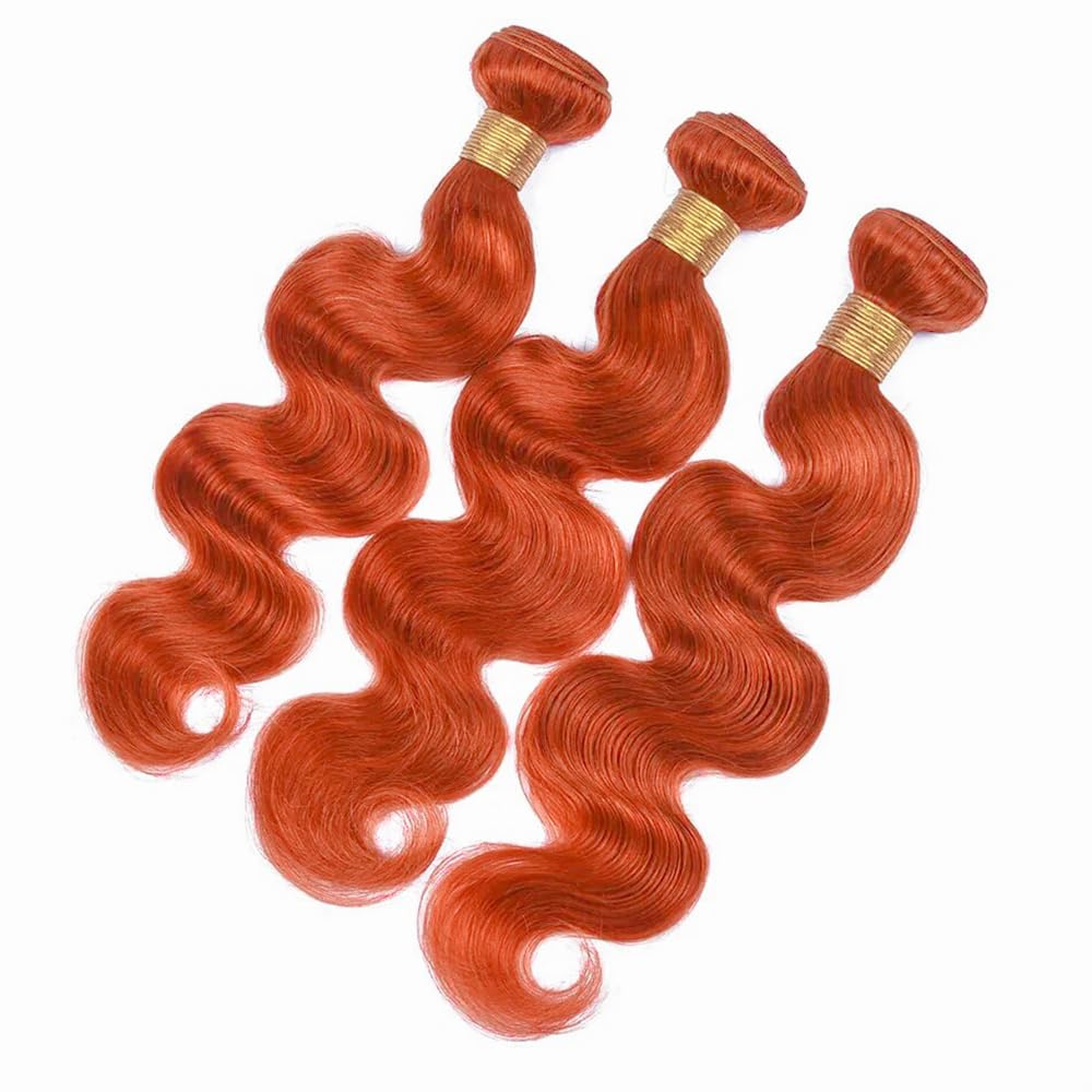 Color 350 Bundle Orange Body Wave Human Hair Bundles Fridnae Hair Color 350 Ginger Bundle For Black Women Ginger Orange Body Wave 3 Bundles 20 20 20 Inch