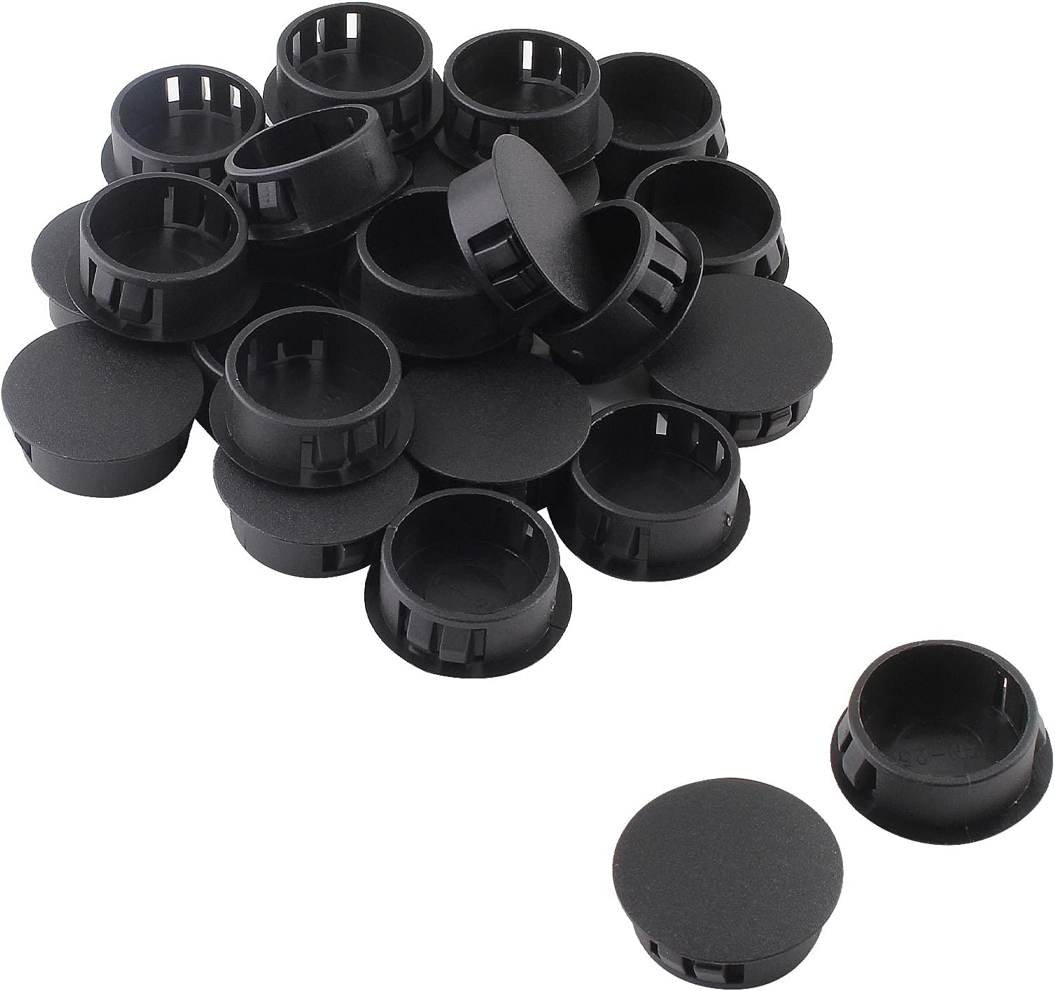 25Pcs Black Plastic Round Hole Plug, 3/4" (19mm) Bottom, 7/8" (23mm) Cap, 3/8" (10mm) Height, Anti Scratch, For Chair, Table, Cabinet, Fitness Equipment