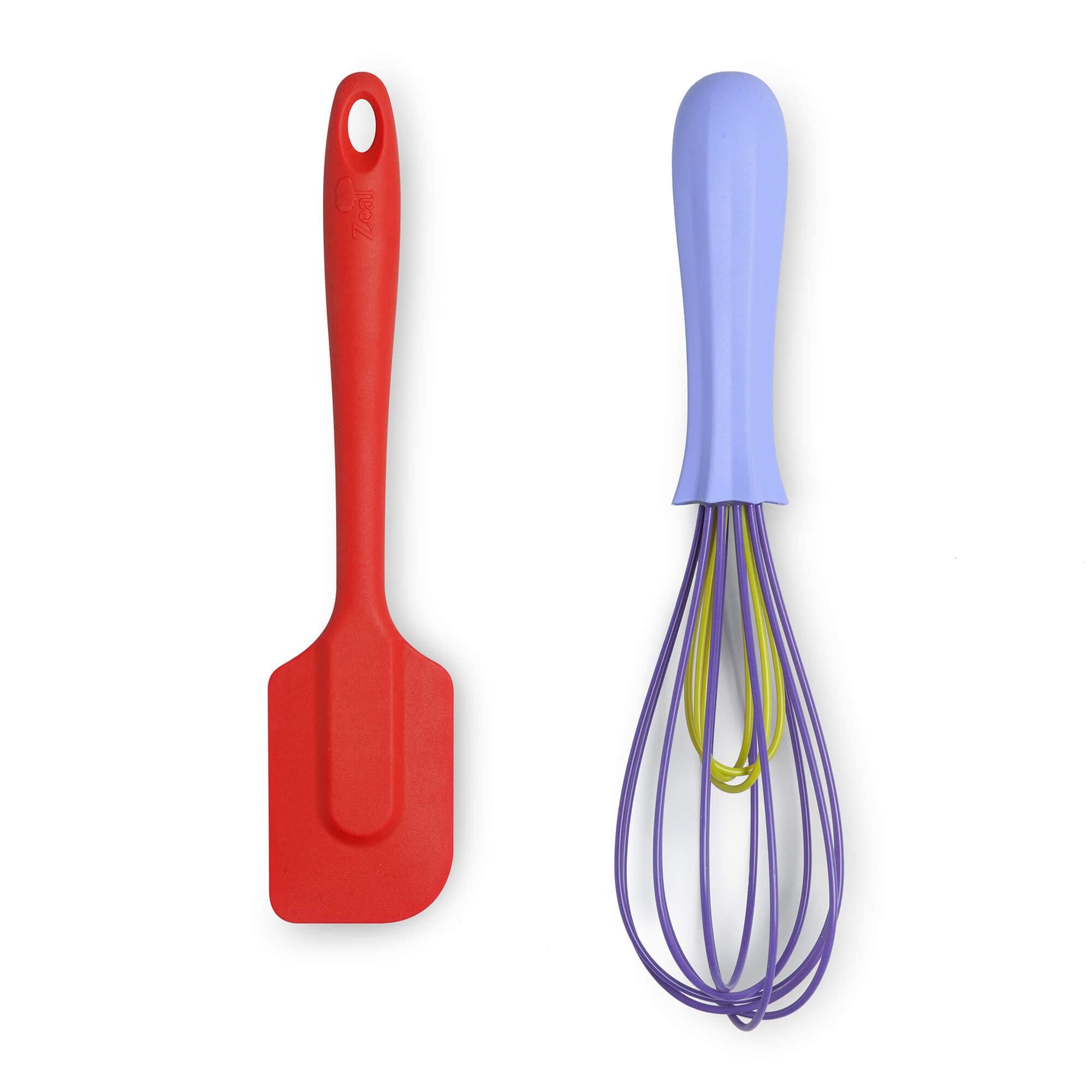 Zeal JSET5R Non-Stick Silicone Whisk & Spatula 2-Piece Set, Red/Purple
