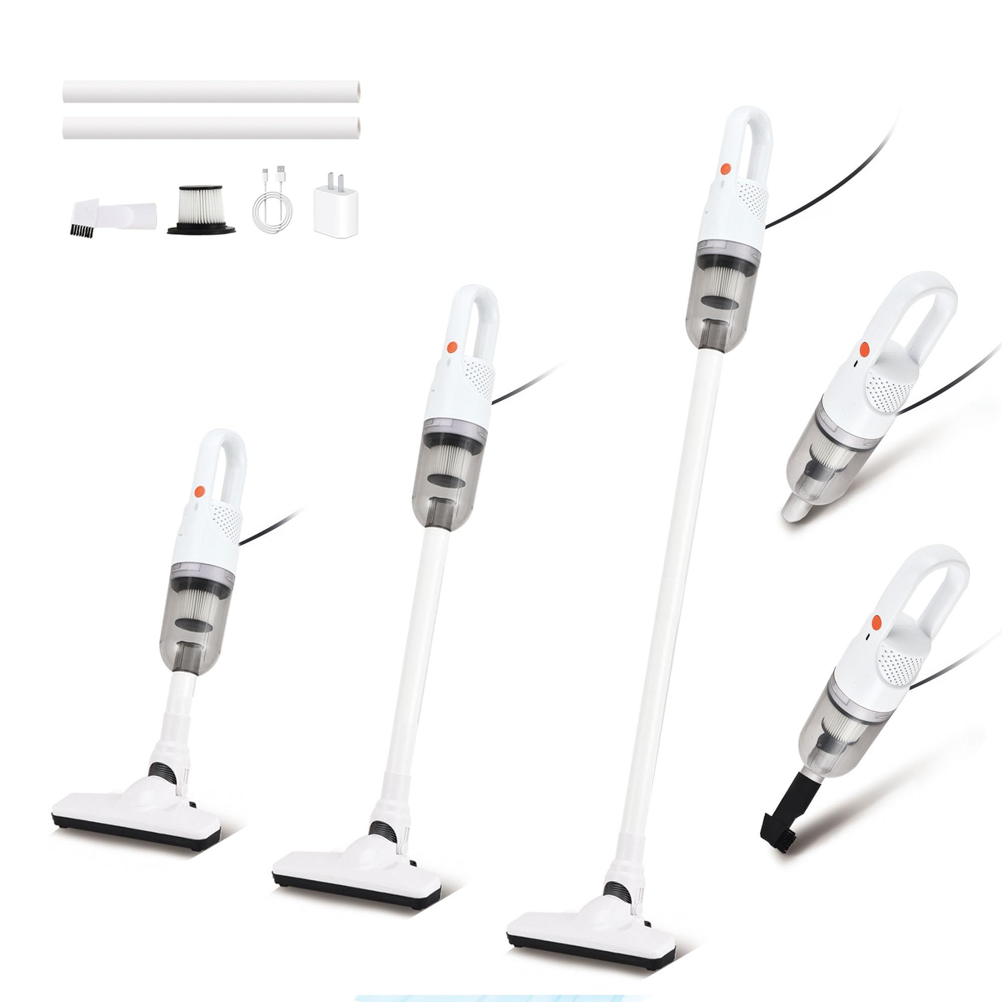 TROURAY Handheld Vacuum Cleaner,Ultra-Lightweight Mini Portable Vacuums for Home, 6 in 1 Stick Vac Cleaners for Car,Pet Hair(White Corded)