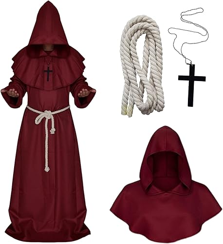 Miniatura 8 de Coser Park - Disfraz de monje medieval para Halloween disfraz con capucha