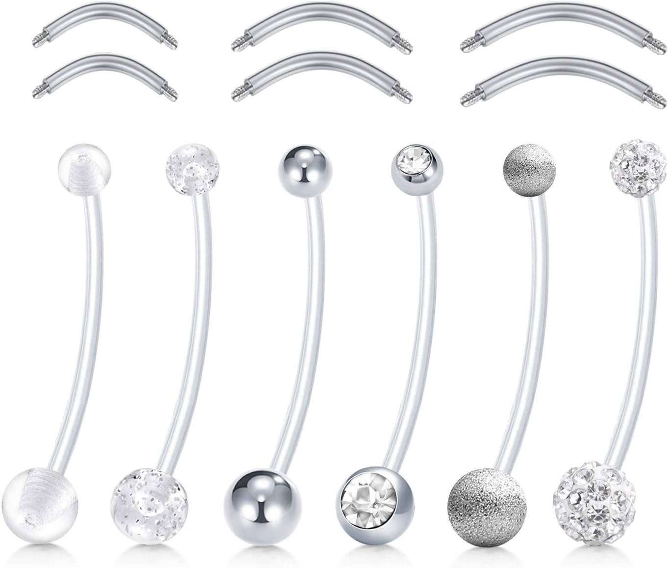 14G Pregnancy Belly Button Rings with Replacement Balls Flexible Bioplast Sport Maternity Belly Ring Retainer for Women Navel Piercing Retainer 1 1/2Inch (38mm)