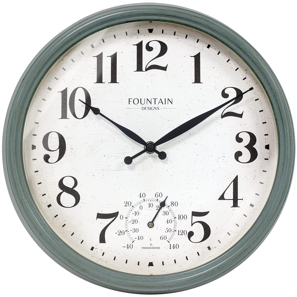 Reloj decorativo de interiores Maison acabado verde azulado envejecido estilo vintage 13"