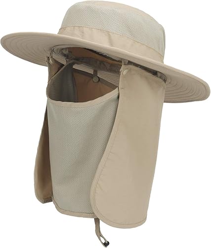 Outdoor Sun Hat UPF 50 Protection Waterproof Fishing hat Face Cover Summer Neck Flap Hat