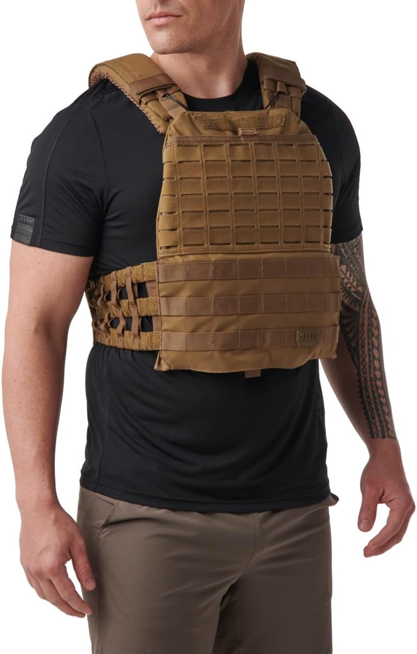 5.11 Tactical Unisex TacTec Plate Carrier, 500D Nylon, Weight Training Vest, Adjustable Shoulder Straps, Style 56100ABR