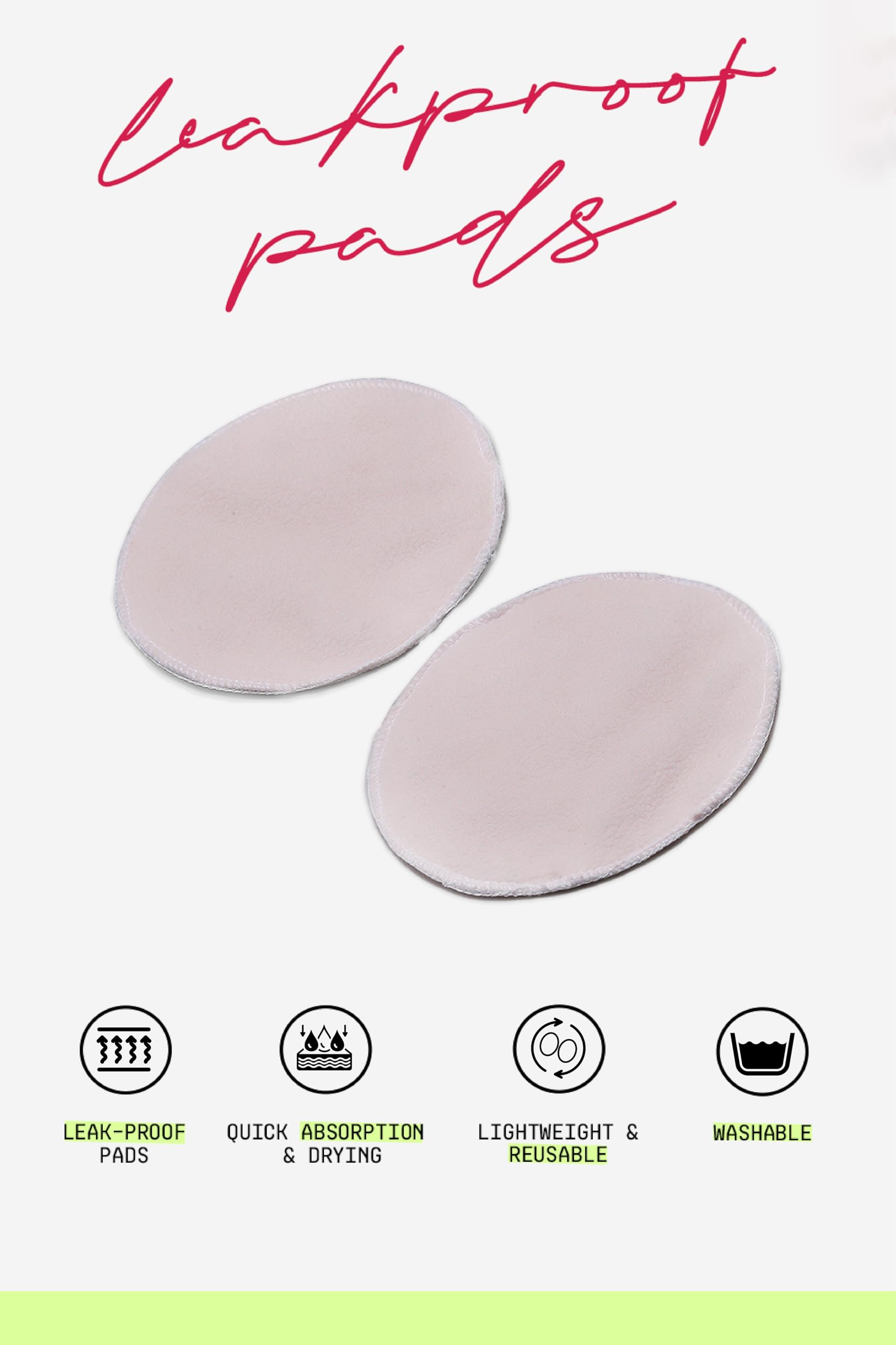 &Circus Leak Proof Pads for Nursing Bra | Washable Maternity Nipple Pad for Women | Reusable Leak Proof Nursing Pads for Breastfeeding Moms, 2 Units, White - Image 7 thumbnail