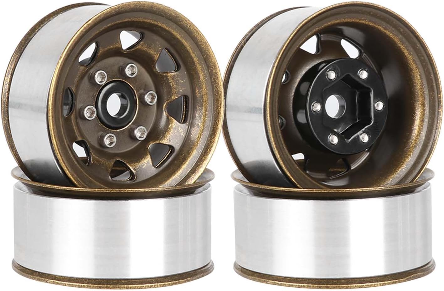 1.55 inch Metal Beadlock Wheel Rim Replacement for 1/10 RC Crawler D90 Pajero TF2 Tamiya CC01 CC02 LC70 LC80 (Gray)