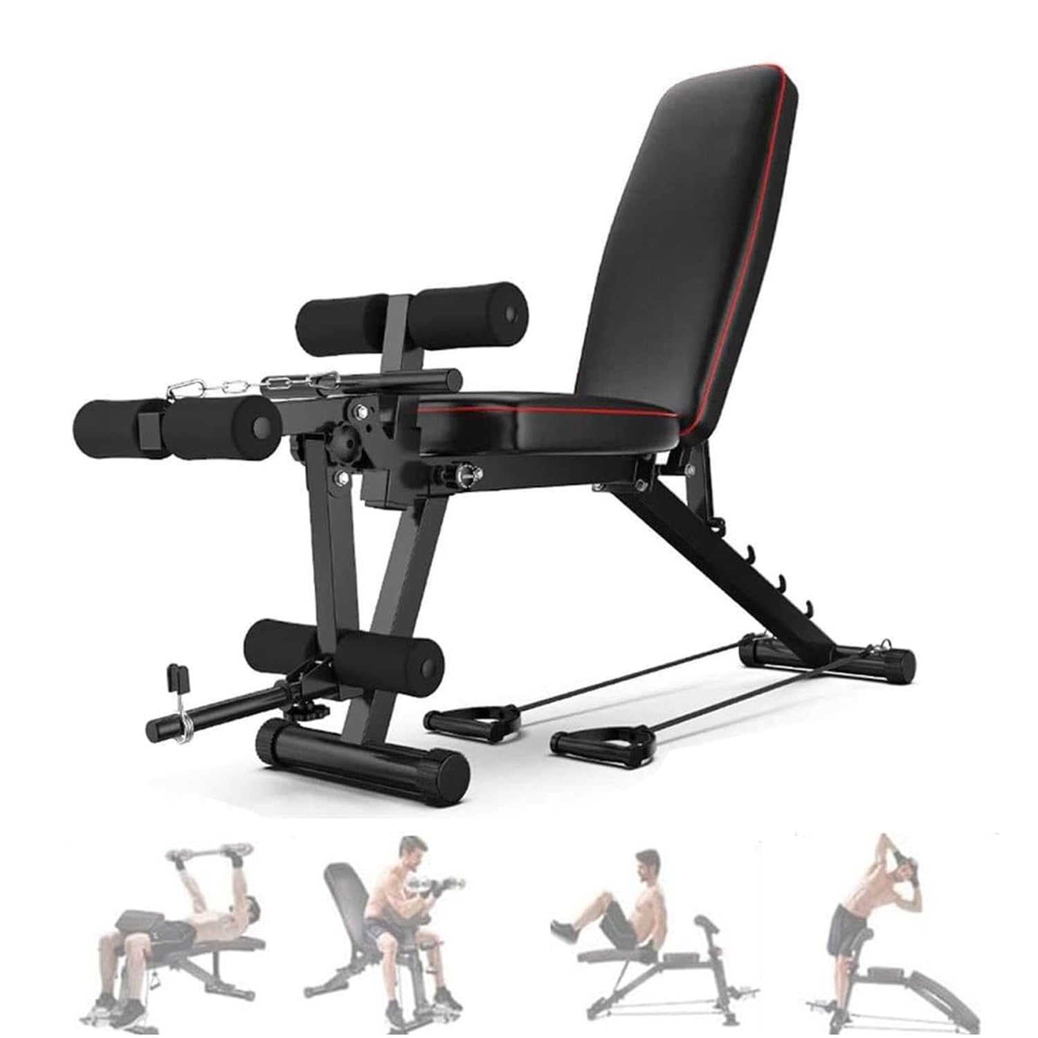Banc de Musculation Multifonctions Pliable,avec Leg Extension Machine,Universel Banc à haltères Exercices abdominaux Exercices, Banc d’entraînement pour Tout Le Corps