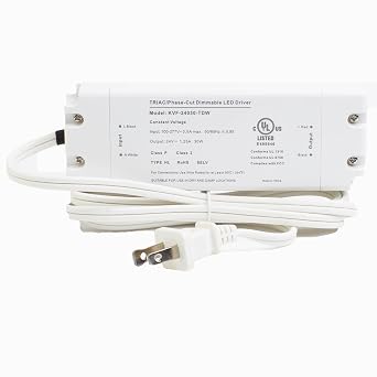 24v UL Listed 30w Triac Dimmable Driver Transformer Constant Voltage Class 2 100V - 277V AC Power Supply for LED Strip Light Control by AC Wall Dimmer 24v 30w
