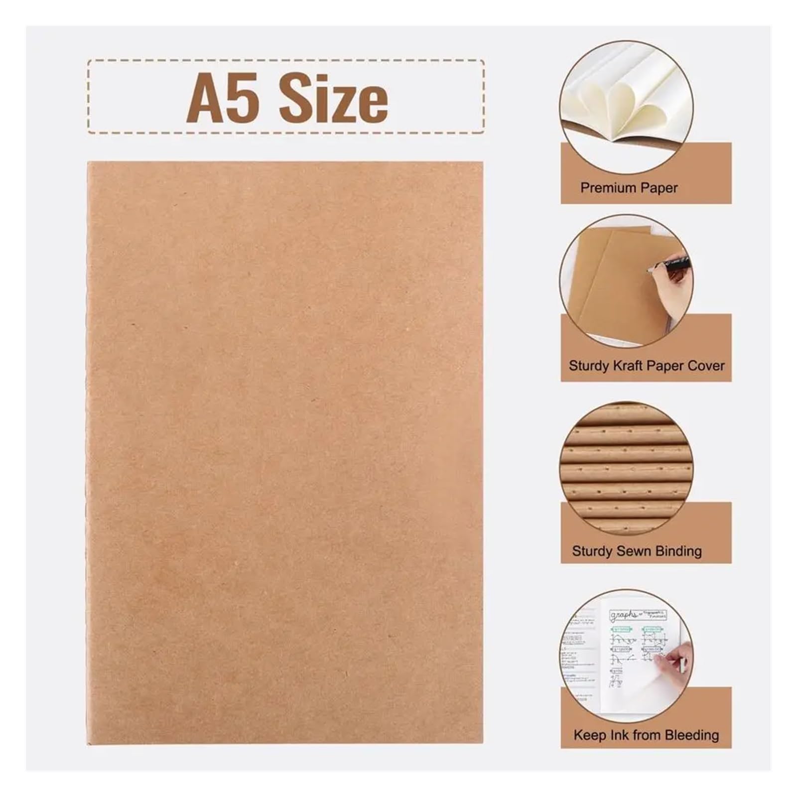 100 Stück A5 Blanko-Notizbücher, Tagebücher in großen Mengen, Skizzenbücher, 60 Seiten, 80 g/m², 21,1 x 12,7 cm, Reisetagebuch