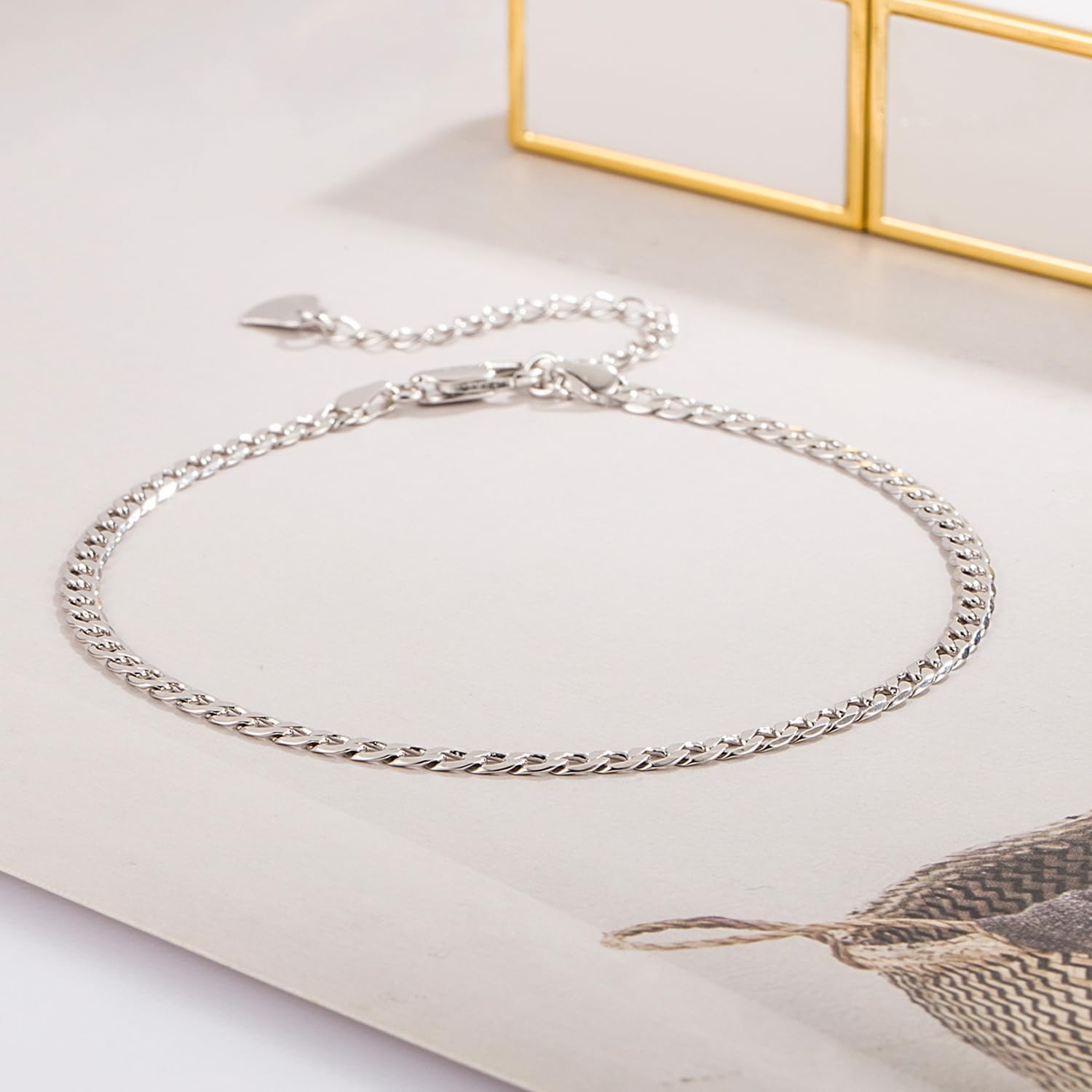 Dankadi 925 Sterling Silver Anklets Bracelet Women/Men Waterproof Simple Durable Chopin Chain/Cuban Link/Figaro/Box/Twist Rope Chain For Beach Foot Jewelry Gift