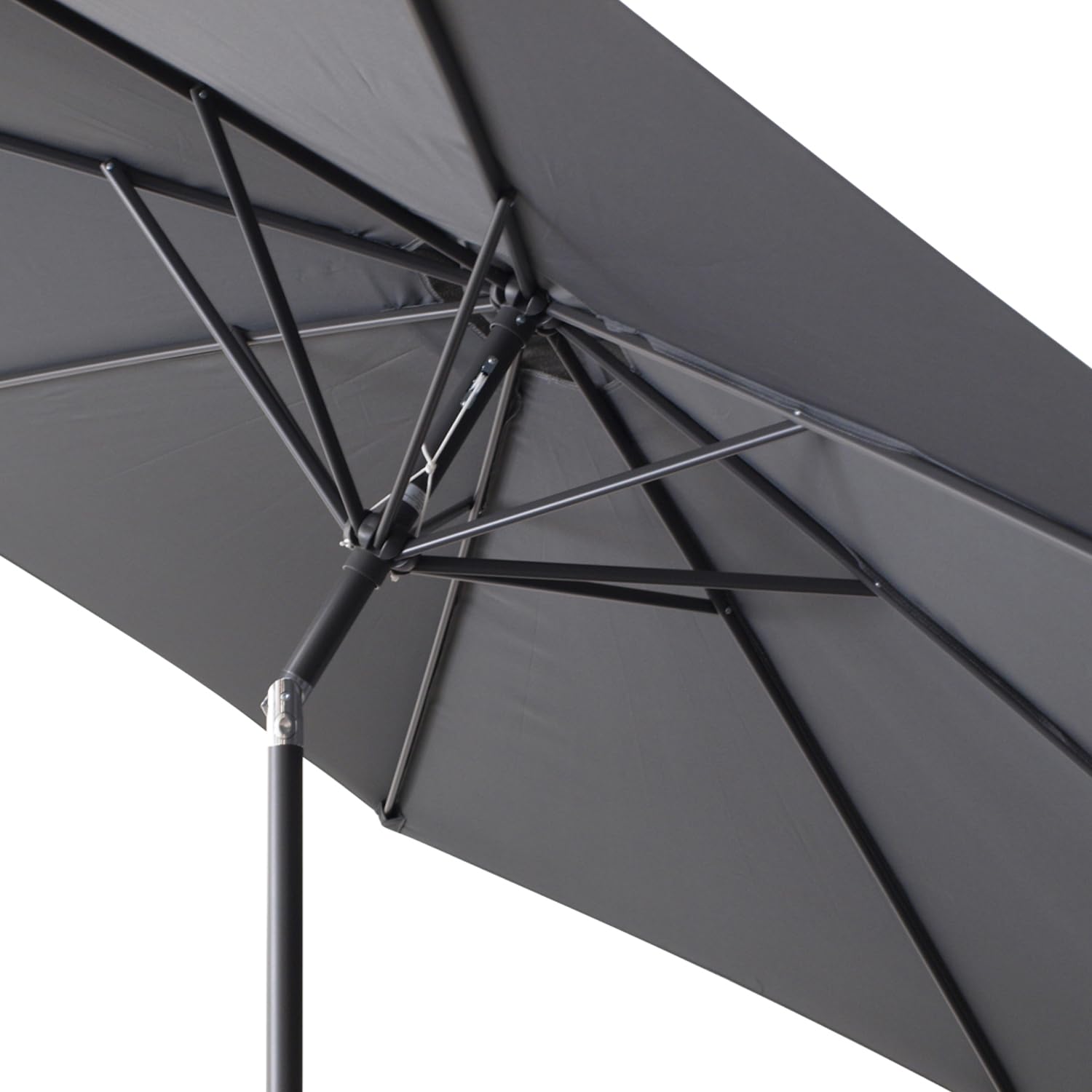 DEGAMO Marktschirm 300cm mit Kurbel grau, knickbar, Material Bezug 100% Polyester, Metall, Gewicht 6kg