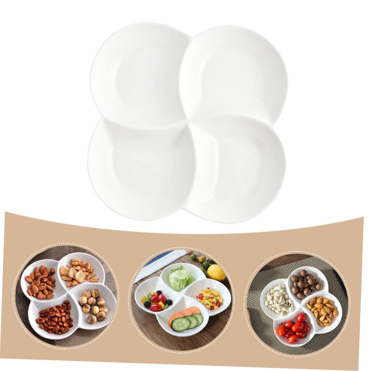 4 Plateau-Repas en Compartiments Céramique Compartimenté