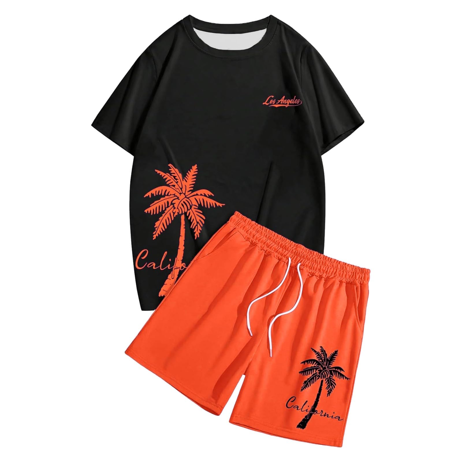 Generisch Ensemble 2 pièces T-shirt à manches courtes et short pour homme avec imprimé sexy boutonné et pantalon quart