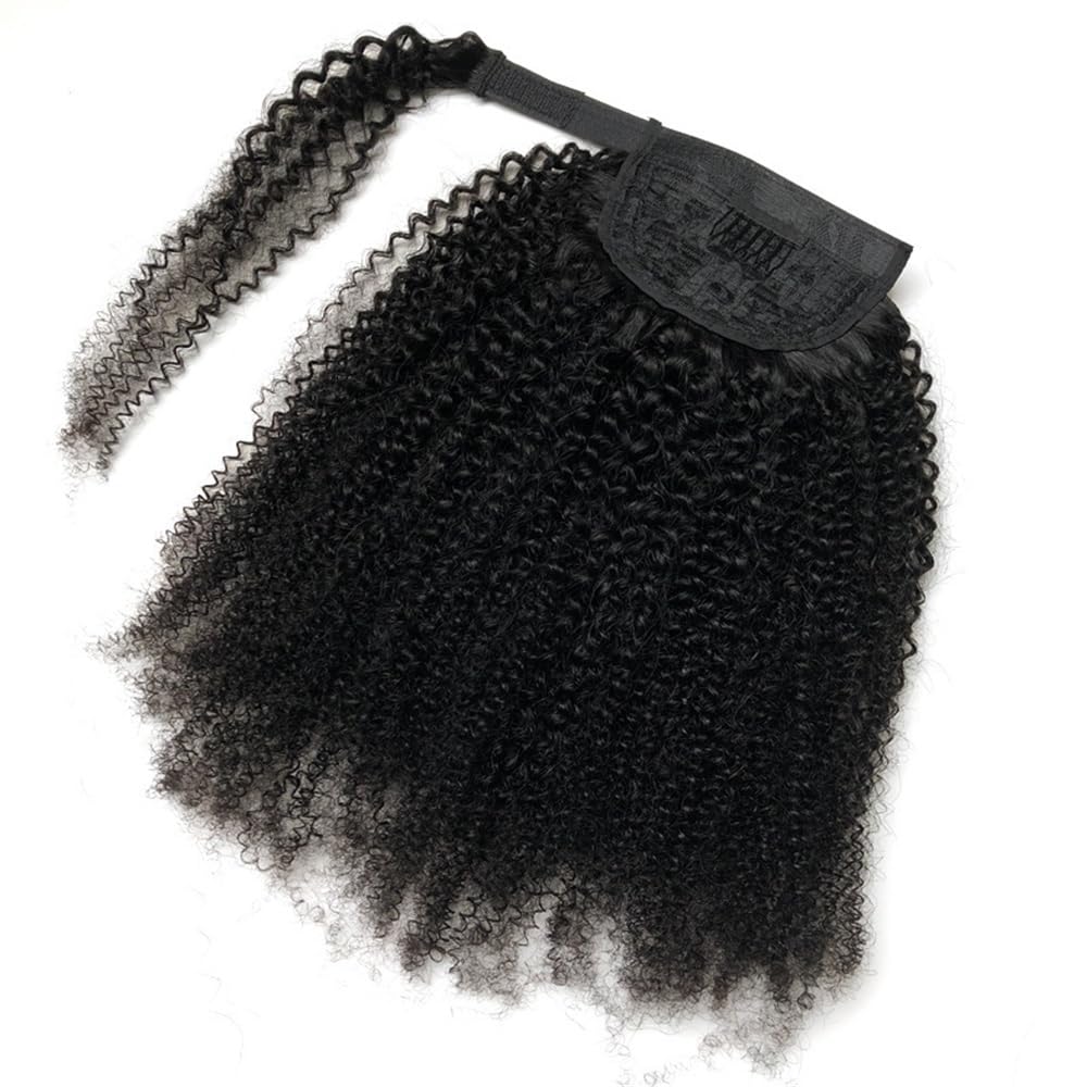 Kucyka Przedłużanie kucyka Afro Kinky Curly 10-26 cali z ludzkich włosów, wpinane w kucyk, naturalne czarne włosy Fryzura(10inch 70g)