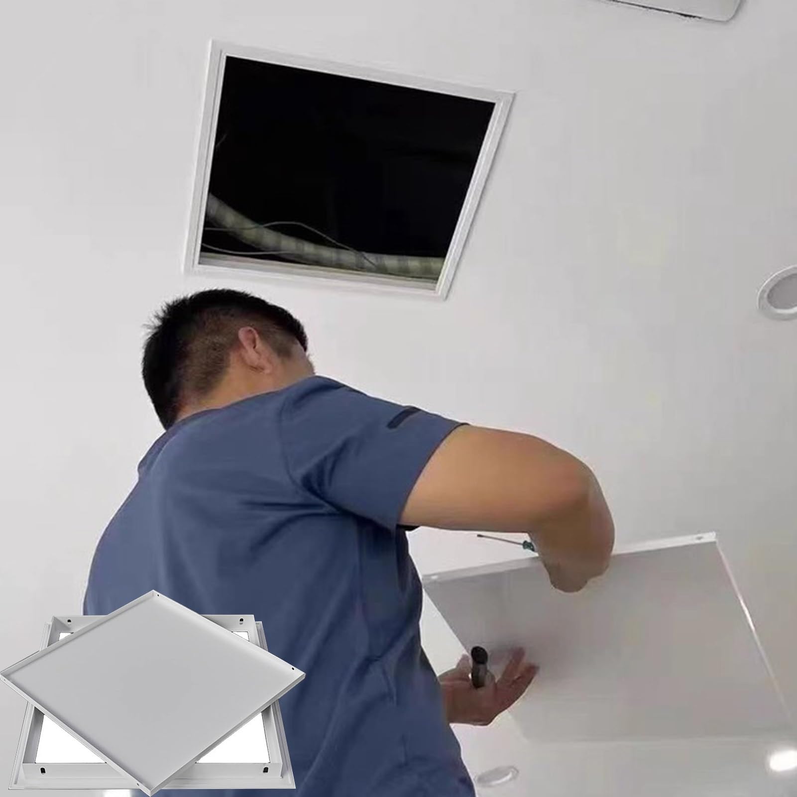 8x8", 9x9", 10x10" Ceiling Access Panel, White Pallet-Style Attic Hatch, Inspection Door for Plumbing, Electrical, Cables, Wiring(24x24in/61x61cm)