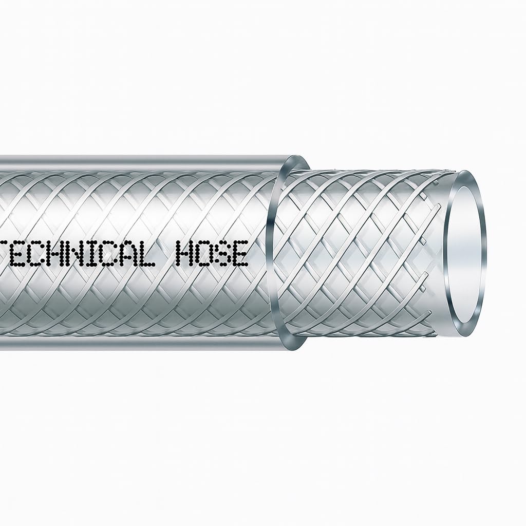 Druckluftschlauch PVC-Schlauch Gewebeschlauch Luftschlauch Druckluft Flexiber für Kompressor Transparent Werkstatt Polyvinylchlorid 50m 14 Größen 6 bis 19mm (16 x 3 mm)