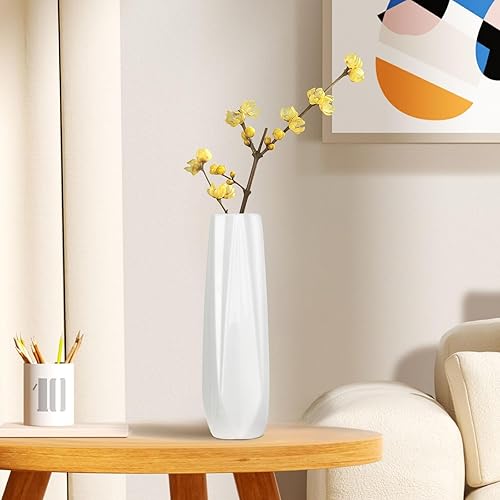 Miniatura 7 de Florero de cerámica blanca, jarrones texturizados modernos de 12 pulgadas de alto para granja, decoración del hogar, estante, centros de mesa,