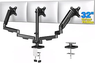 RFIVER Bras triple pour écrans de 17 à 32", support articulé triple écran jusqu'à 8 kg, inclinaison complète, bras pivotants, VESA 75 x 75 100 x 100 mm