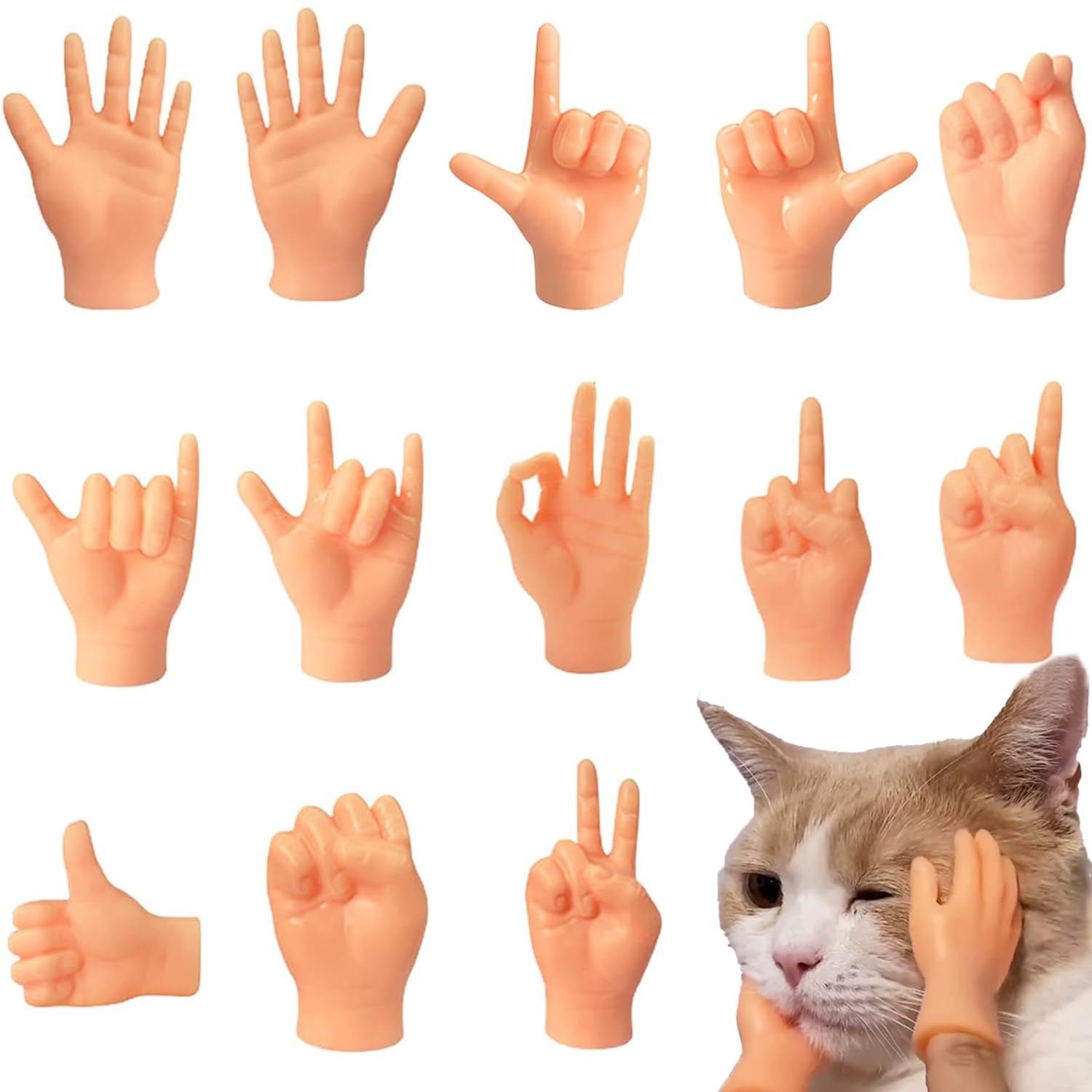 13 Pcs Tiny Hands,Finger Puppets Mini Finger Puppets Little Hands for Fingers Small Hand Puppets Mini Hands for Rock Paper Scissors Fingers Joke Toys for Cat Dog Pets Playtime, Human-pet Interaction