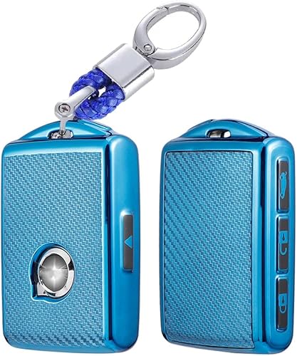 SANRILY Funda de llave inteligente para llavero remoto sin llave Volvo, Azul SANRILY Funda de llave inteligente para llavero remoto sin llave Volvo, Azul