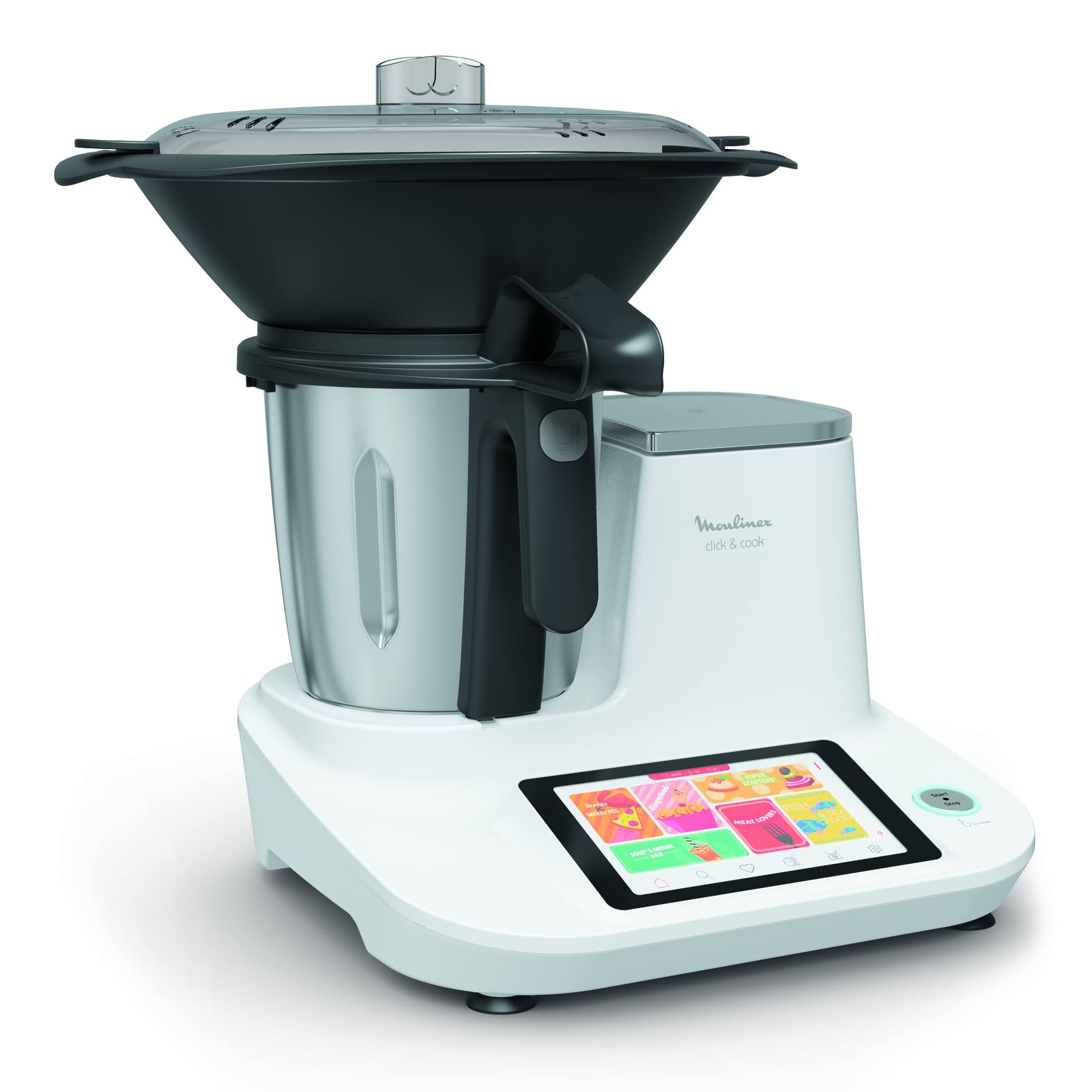 Moulinex Click & Cook - Robot de cocina con báscula de cocina integrada, potencia 1400 W, capacidad 3,6 L, 32 funciones, 10 programas automáticos, pantalla digital táctil, fácil uso HF506110