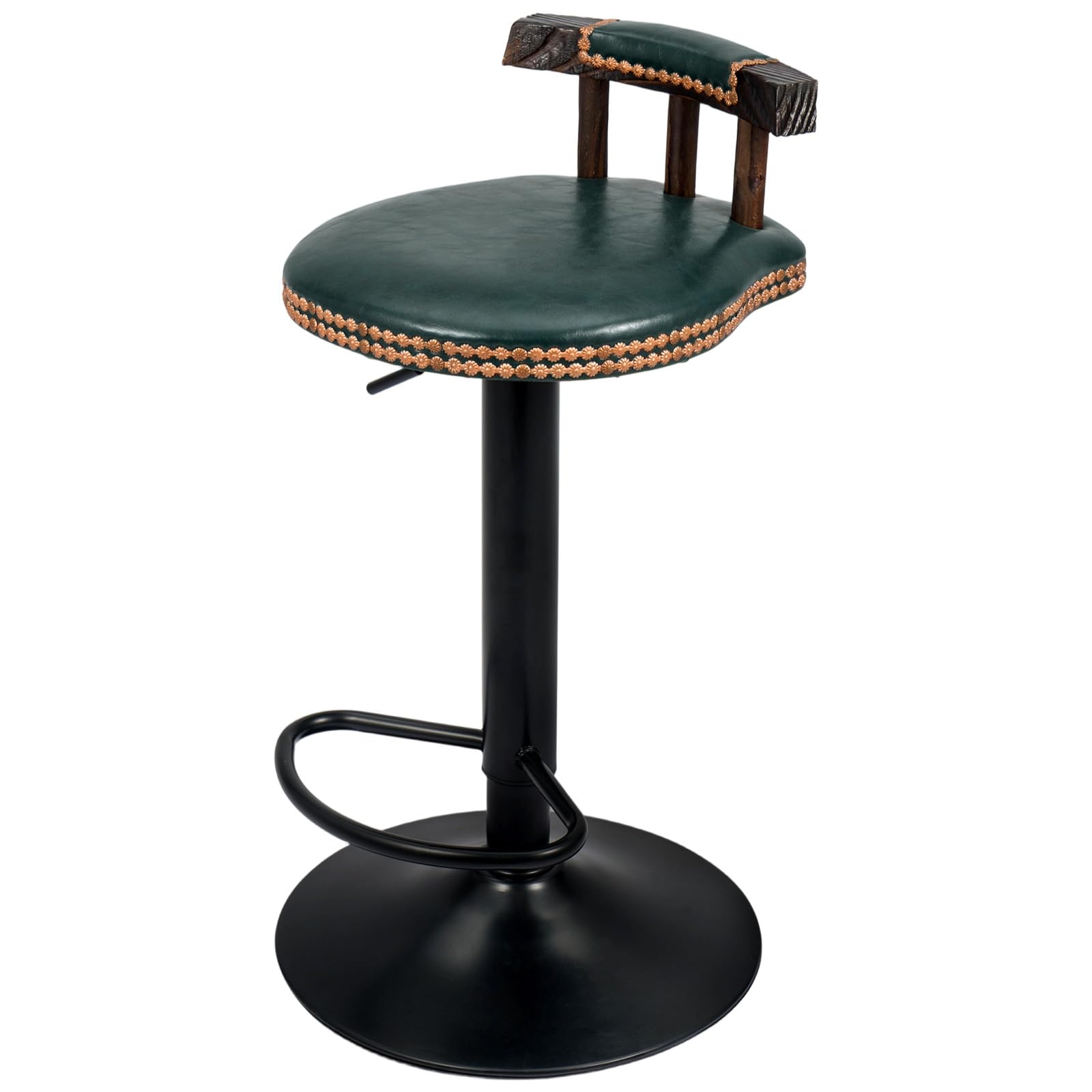 SUNNYNEST Stool Vintage Bar Stools 60-80CM Height Adjustable Swivel High Leg Lifting Elegant Breakfast Bar Stools Set for Kitchen Counter Green