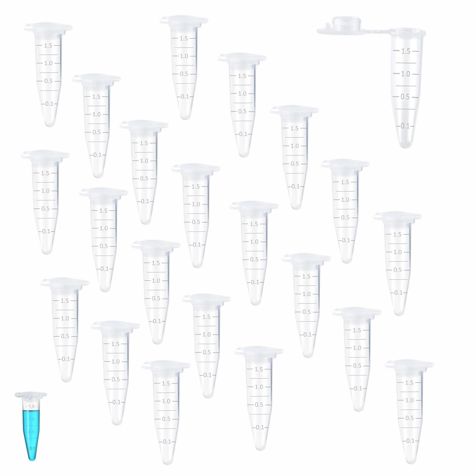 Lot de 300 Tubes à Centrifuger de 1,5 ml Micro Tube à Centrifuger en Plastique Conique Microtube Transparent pour Laboratoires et Expériences Biologiques