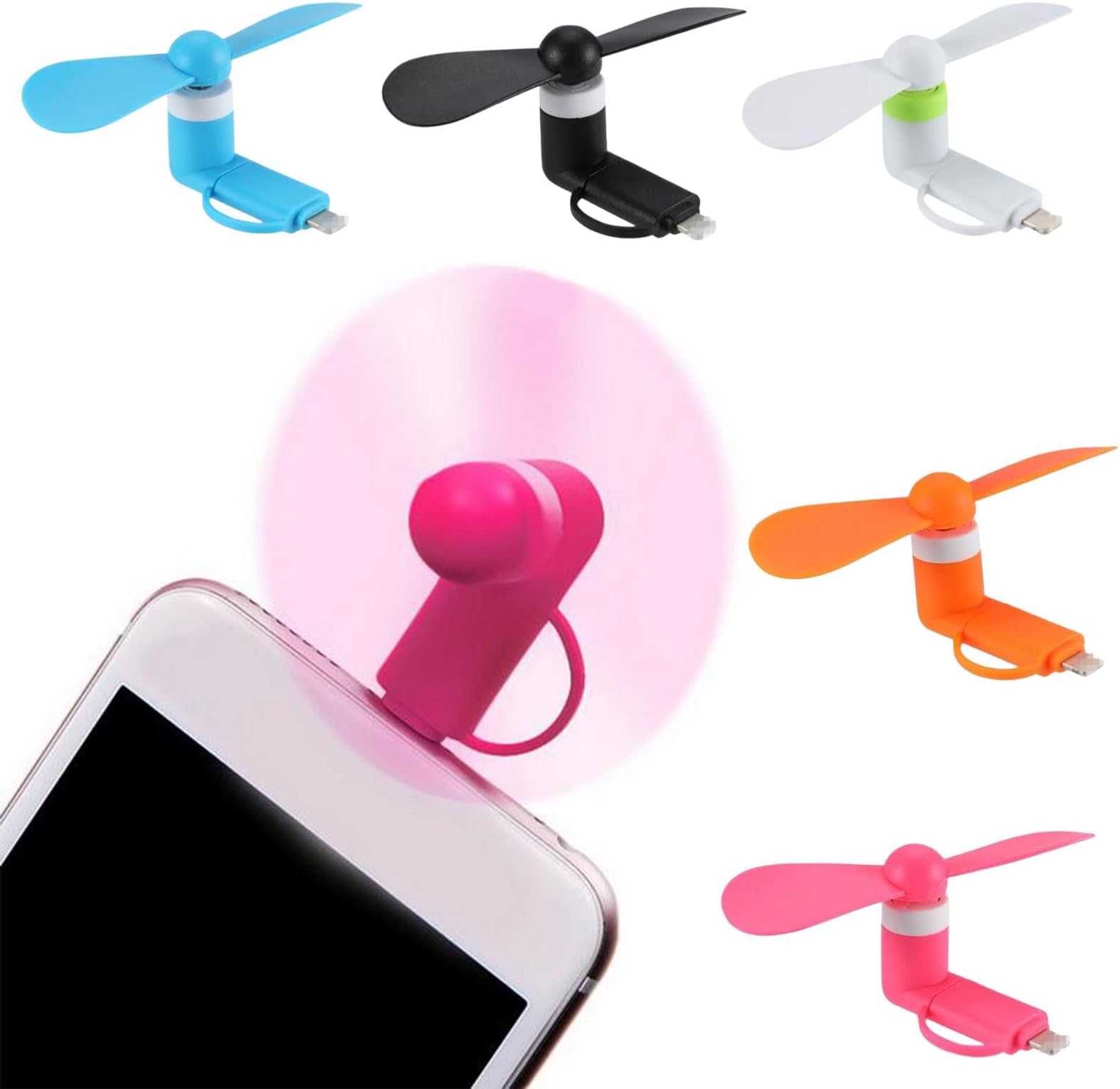 Mini Mobile Phone Fan,6 Pack Mini Mobile Phone Fan,Portable Cooler Rotating Fans, Small Quiet, 2-in-1 Fans for Android Phones/Type-C Phones