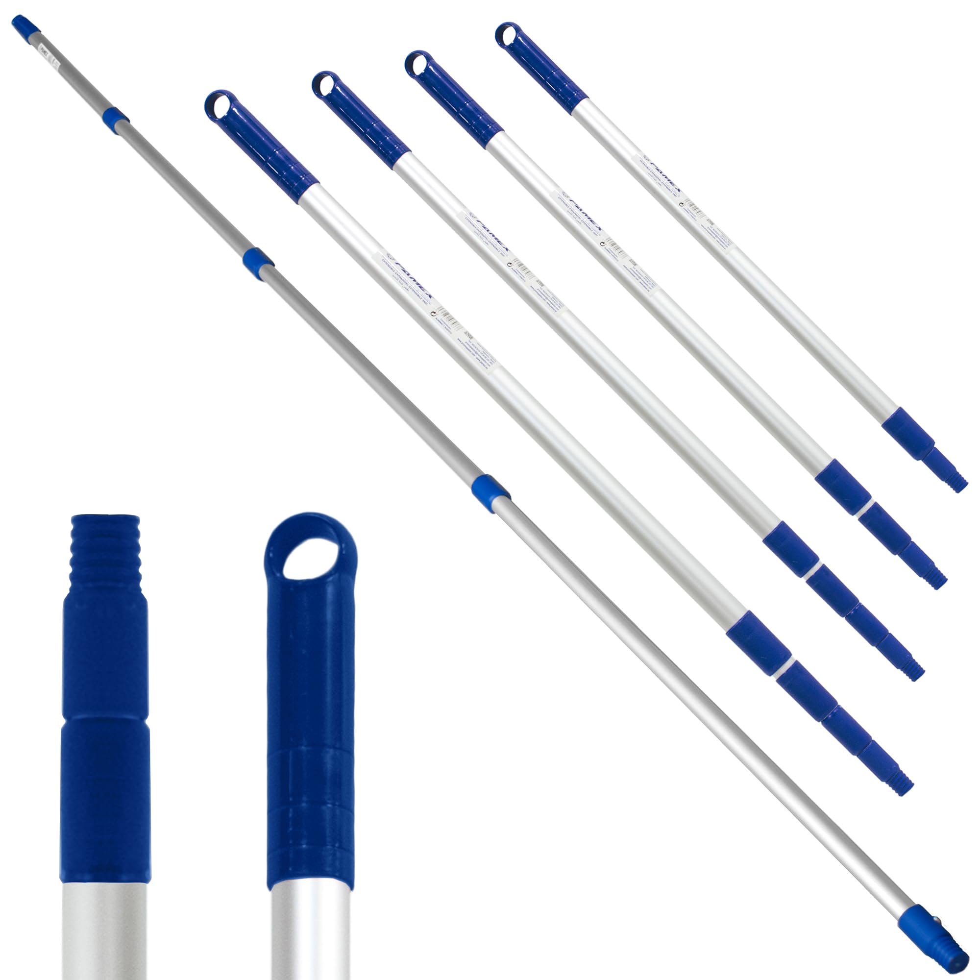 PAMEX Extendable Pole 5 m Pole with Professional Telescopic Handle Aluminium. Extendable Extension with Thread. Resistant to corrosion and wear