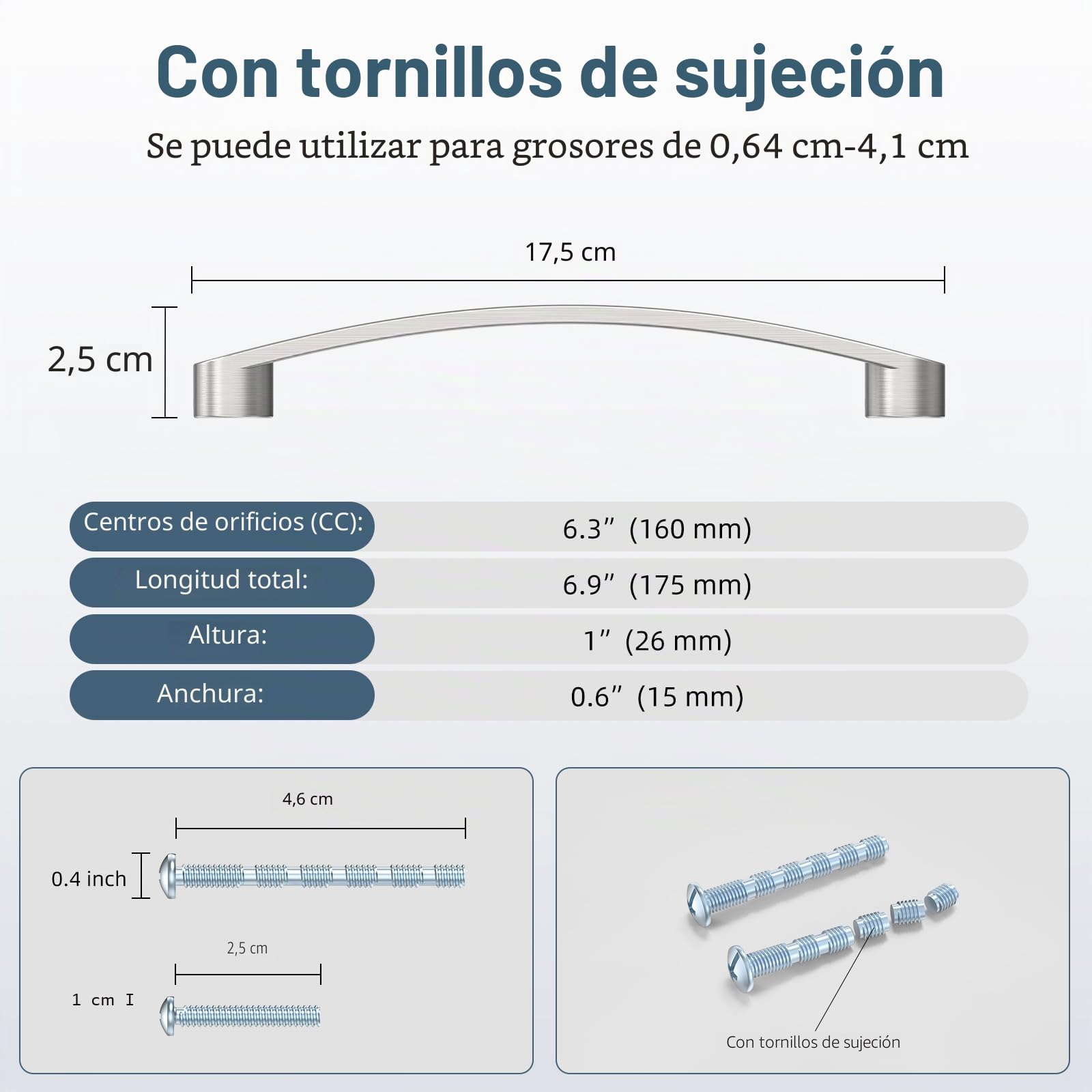 FURNIWARE 10 manijas para muebles, 160 mm, distancia entre orificios, para armarios, cocina, en níquel satinado cepillado, para muebles de cocina, armarios, cajones