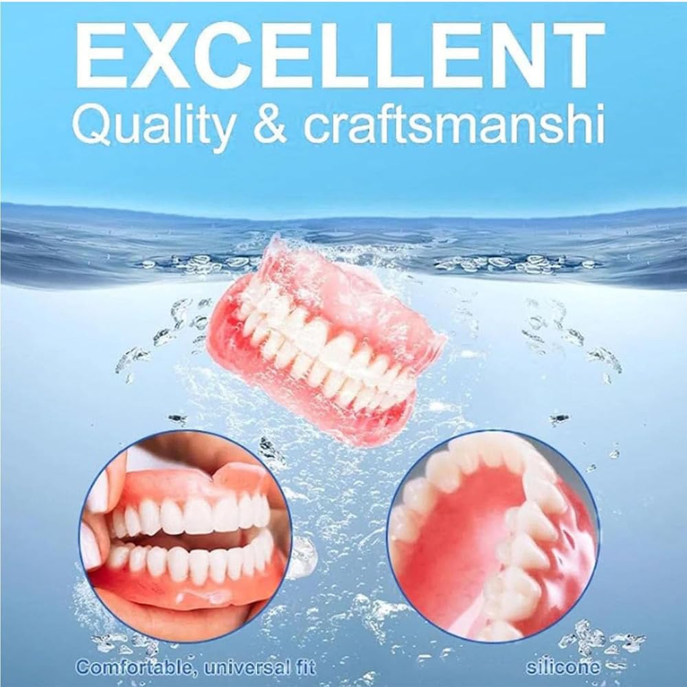 Dentaduras Funcionales, Dentadura Completa Funcional Adaptable, Juego Avanzado De Dentadura Completa De Silicona Personalizada, Para Hombres Y Mujeres (3pcs)