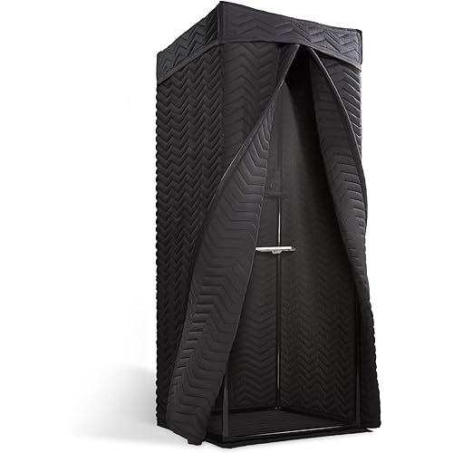 Portable Vocal Booth - Studio Grade Echo-Free Recording Booth for Voiceover, Podcast & Singing, Home Studio/Sound Isolation Booth with Light & Travel Bag (ZIGZAG-BLK, L)