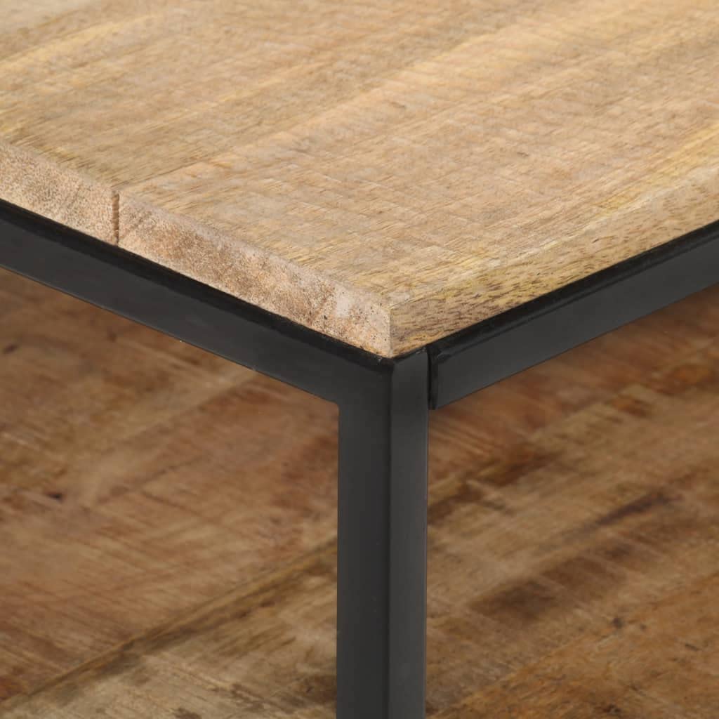 Mobile TV in legno di mango grezzo, 130 x 30 x 45 cm, stile industriale, telaio in acciaio, 3 ripiani, mobile multimediale e stereo