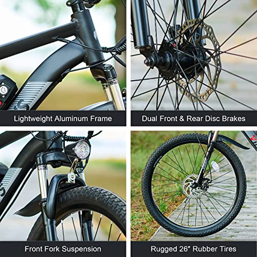 Viribus Electric Bike For Adults, Electric Mountain Bike With 48V Battery, E Bike For Men With Front Suspension For Adults, 350W #TOP7