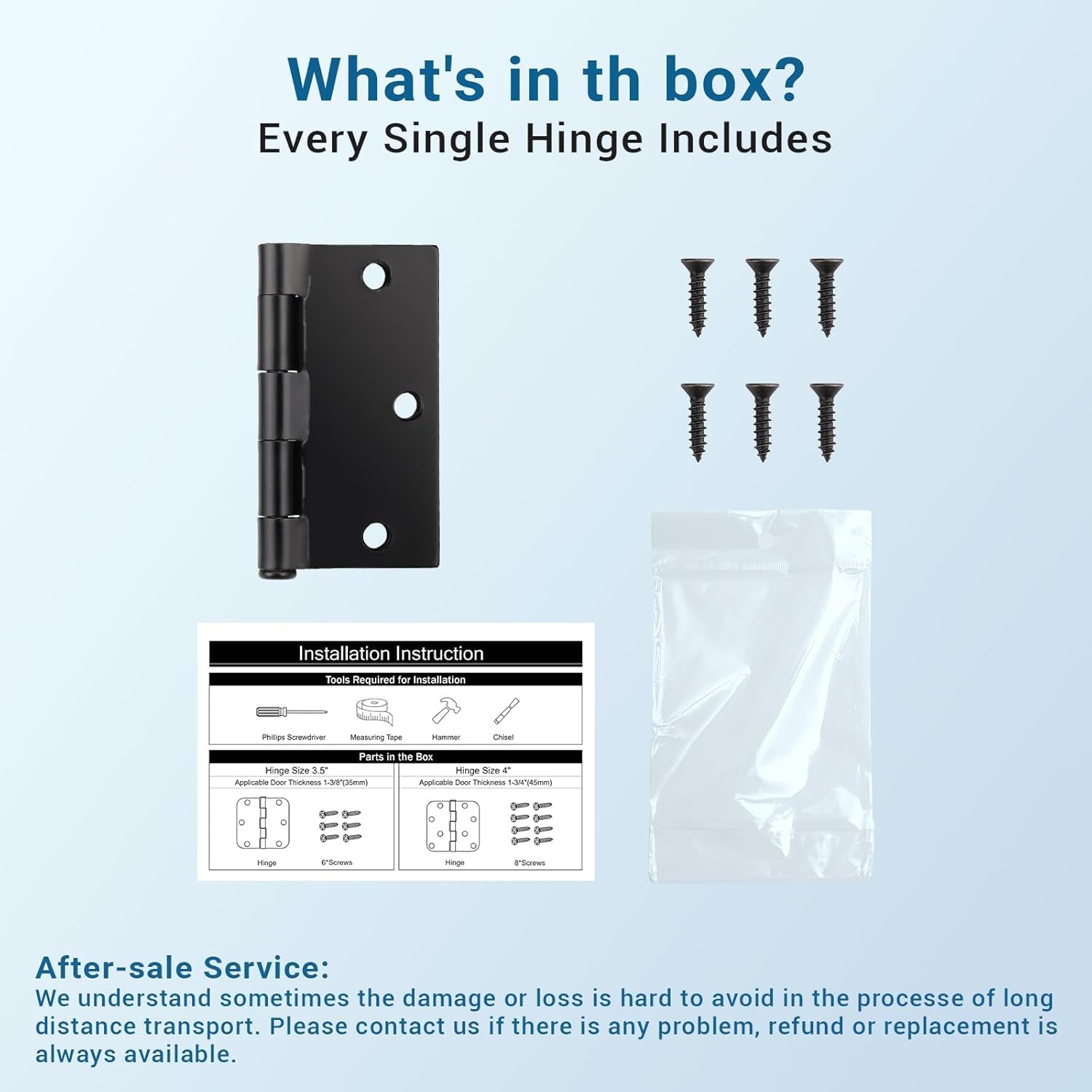 KNOBWELL 30 Pack Matte Black Door Hinges 3.5" x 3.5" Inch with Square Corners for Interior Door and Exterior Door Use