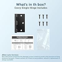 Vista 5 de KNOBWELL Paquete de 3 bisagras negras para puerta de 3.5 pulgadas, esquinas cuadradas, color negro mate para puertas exteriores e interiores