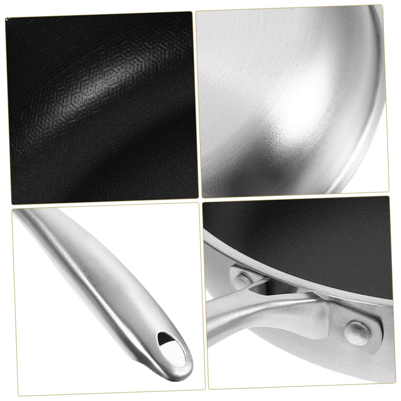 DECHOUS Padella per Cucina Quotidiana in Acciaio Inox Nido D'ape Antiaderente e Facile da Maneggiare per Uova Adatta a Piani Cottura a Gas, Elettrici a Induzione