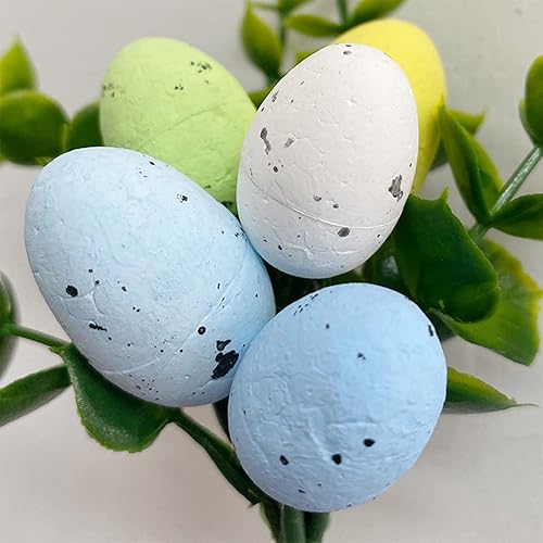 Miniatura 5 de belupai 6 palillos artificiales de huevos de Pascua adornos de huevos de Pascua palillos de flores de huevo de Pascua ramo de huevos falsos púas