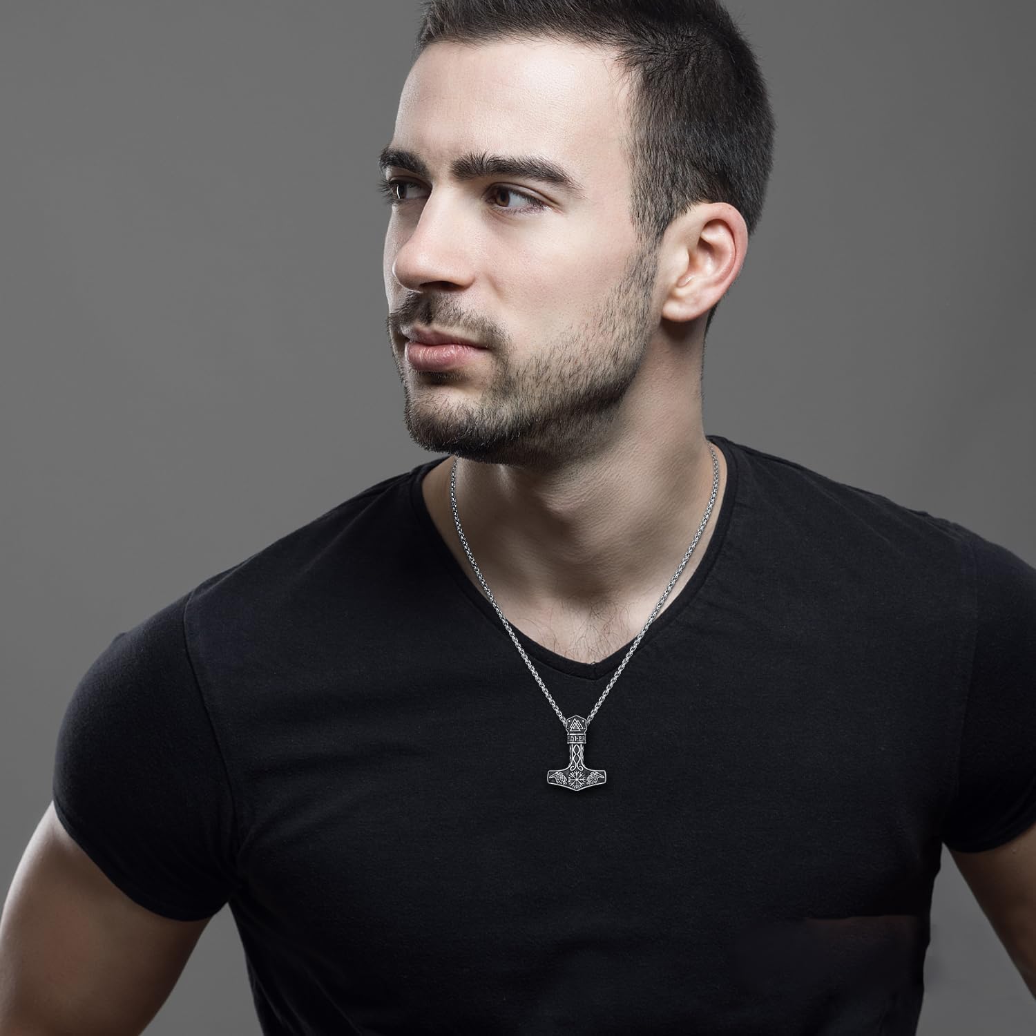 Thor Hammer Necklace 925 Sterling Silver Viking Mjolnir Necklace Oxidize Norse Runes Amulet Jewelry Gifts for Women Men - Image 6