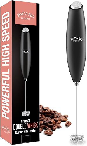 Potente espumador de leche con batidor doble, fabricante de espuma eléctrica de mano, varita mezcladora de mano, mini agitador portátil para café,