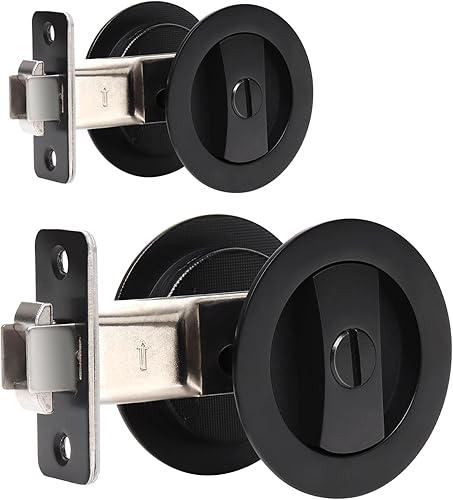 Miniatura 21 de Dontay Cerradura de Privacidad para Puerta Corredera, Manijas Empotradas, Distancia al Borde de 2-3/8", Pestillo (Dormitorio/Baño), Perilla