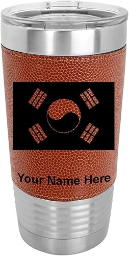 Miniatura 10 de LaserGram 20oz Vacuum Insulated Tumbler Mug Flag of South Korea Personalized Engraving Included Faux Leather Gray