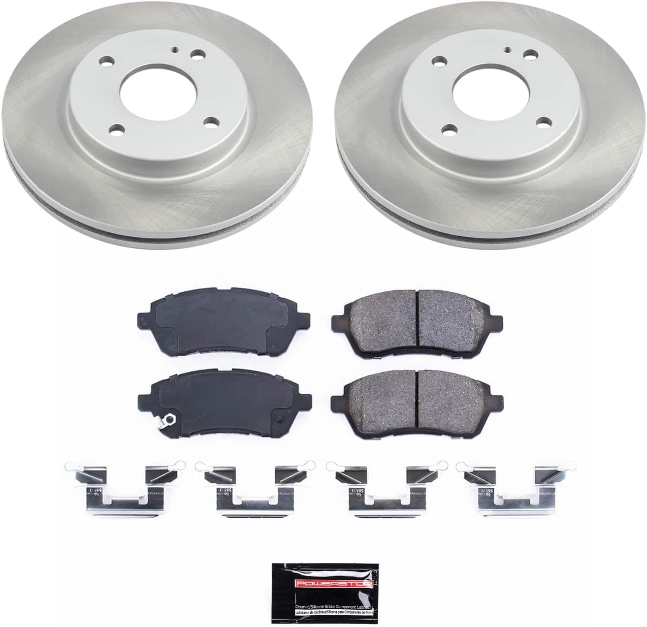 PowerStop Front Brake Kit For Ford Fiesta 2011-19 - Ceramic Brake Pads + Semi Coated Rotors Replacement, SC5969